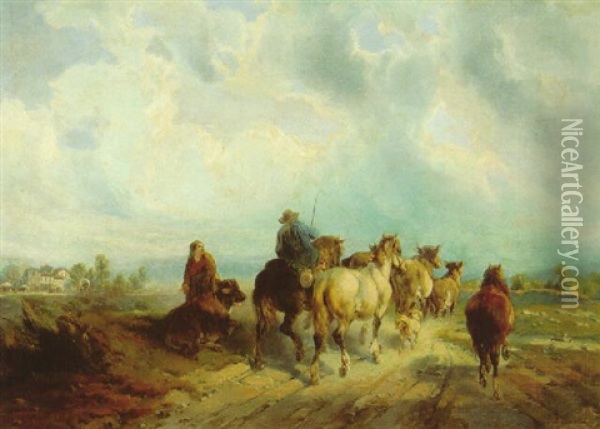 On The Way To The Fair Oil Painting - Rosa Bonheur