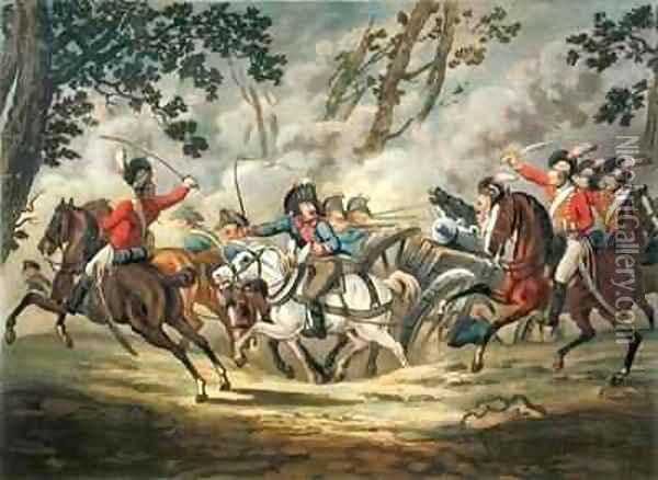 English Light Horse Attacking French Artillery Oil Painting - Gessner, Conrad