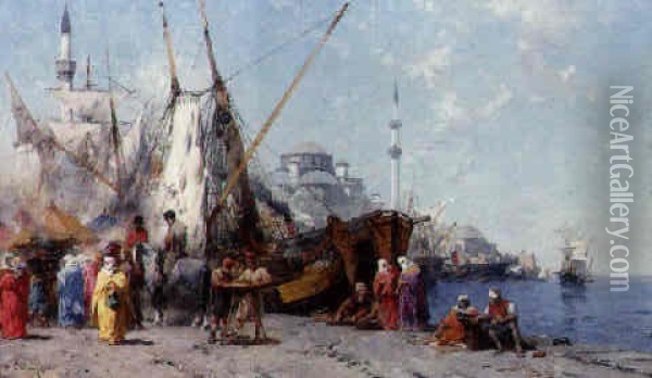 Mercato A Costantinopoli Oil Painting - Alberto Pasini