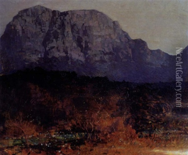 Table Mountain; View From Wynberg Oil Painting - Robert Gwelo Goodman
