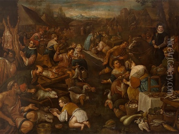 Market Scene Oil Painting - Leandro da Ponte Bassano