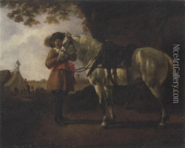 Cavaliere In Sosta Presso Un Accampamento Oil Painting - Pieter Jacobsz. van Laer
