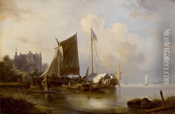 Fischerboote Am Ufer Oil Painting - Wijnand Jan Joseph Nuyen