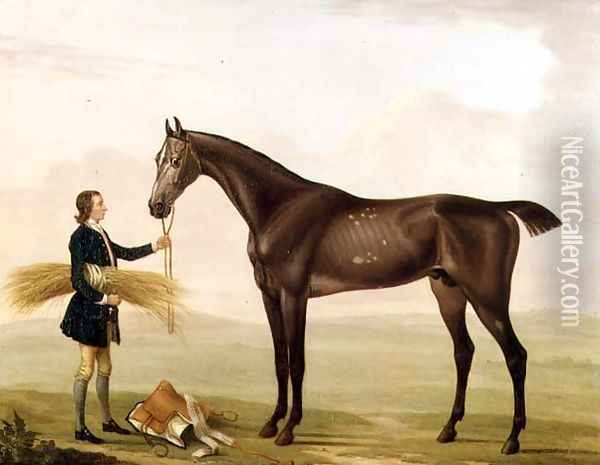 A Dapple Grey Stallion held by a Groom, 1763 Oil Painting - William Shaw