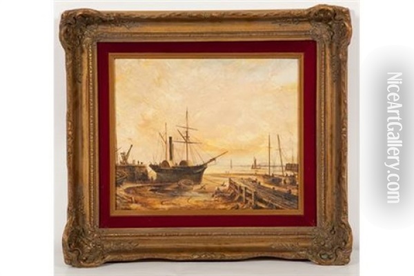 Shipyard, 1880 Oil Painting - John Linton Chapman