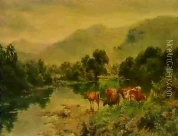 The Church Pool, Bettws-y-coed, North Wales Oil Painting - Henry H. Parker