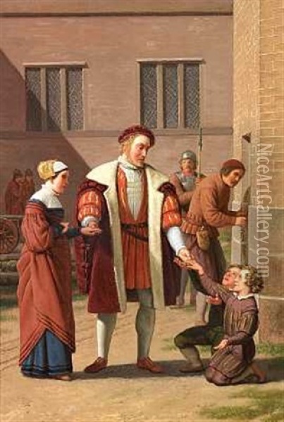 Frederik I Udloser Sten Stures Enke Og Sonner Af Faengslet Oil Painting - Christoffer Wilhelm Eckersberg