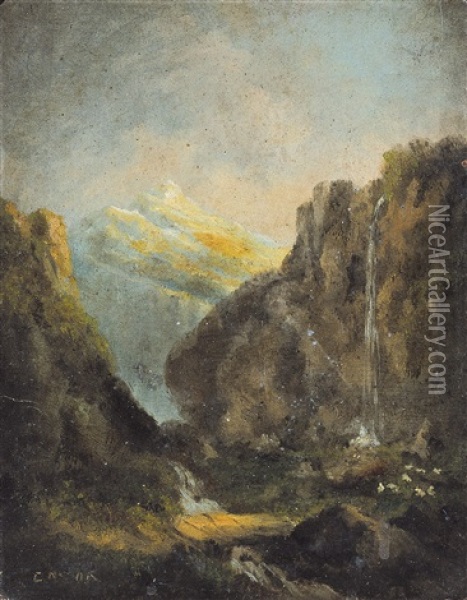 Berglandschap Met Waterval Oil Painting - James Ensor