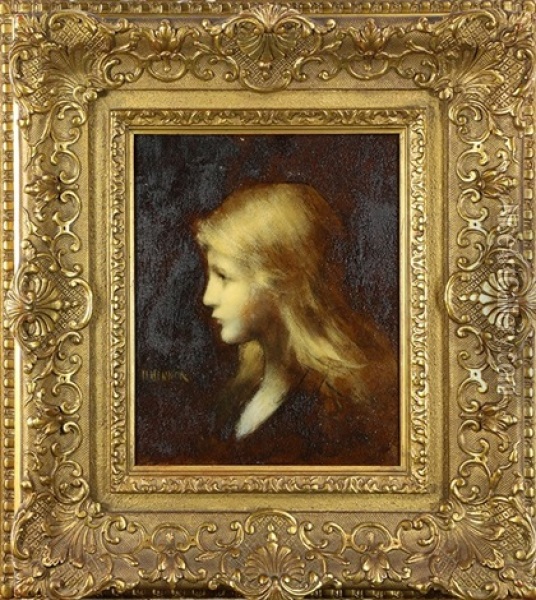 Profile Portrait Of A Young Girl Oil Painting - Jean Jacques Henner