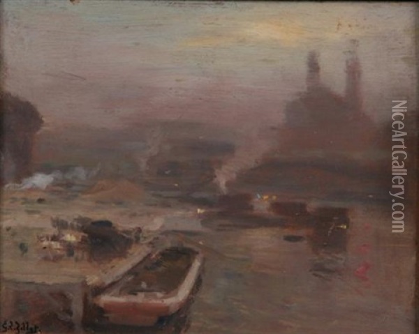 Vue De Trocadero Oil Painting - Eugene Louis Gillot