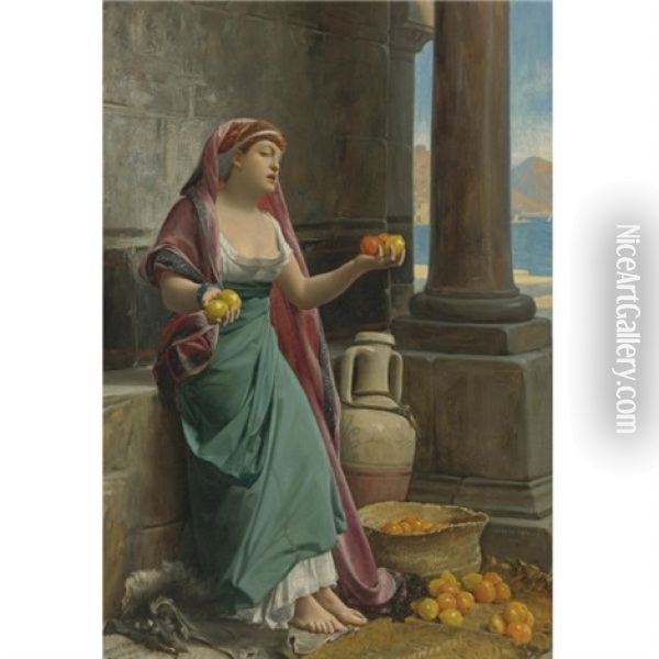 Citrus Seller Oil Painting - Jean Jules Antoine Lecomte Du Nouey