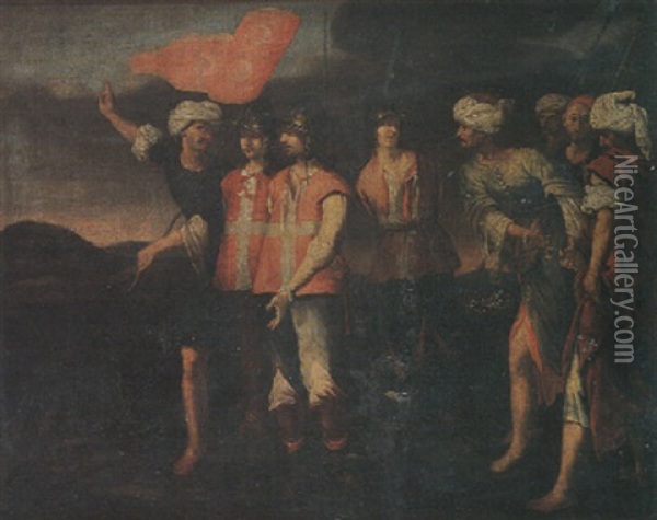 Chevaliers De Malte Captures Par Les Turcs Oil Painting - Aniello Falcone