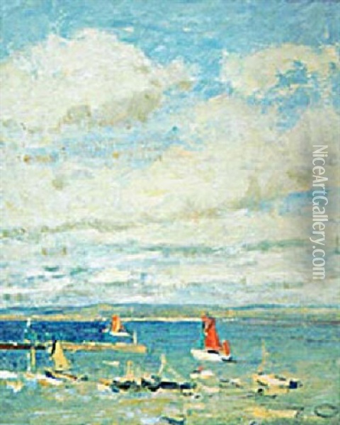 Marine Dans Le Port De Douarnenez Oil Painting - Paul Bernard Morchain