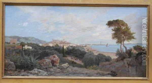 Vue De Cannes Oil Painting - Henri-Arthur Bonnefoy
