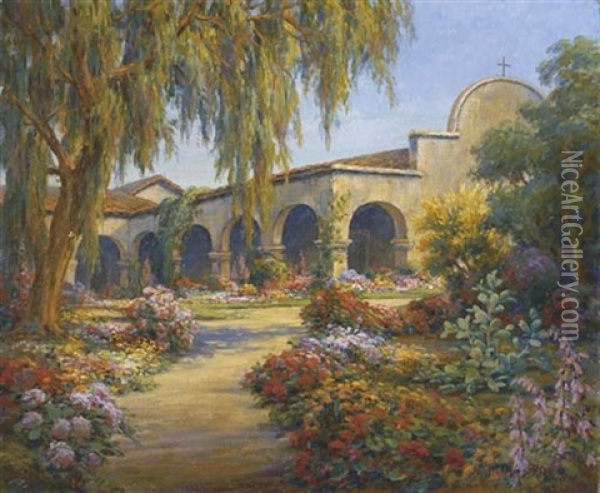 San Juan Capistrano Mission Oil Painting - Marius Smith