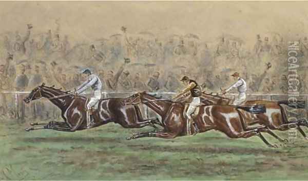 The Eclipse Stakes, Sandown Park, 1886 Oil Painting - George Finch Mason