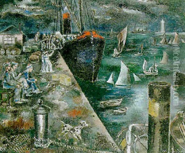 Le Port De Toulon Oil Painting - Sei Koyanagui