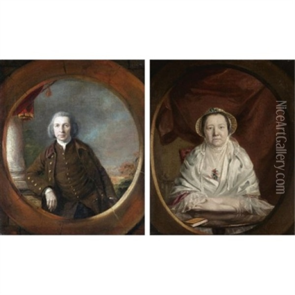 Portraits Of The Artist's Father And Mother (pair) Oil Painting - John Russell