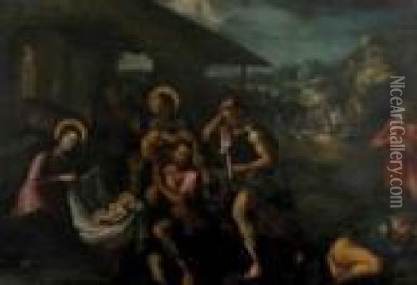 L'adorazione Dei Pastori Oil Painting - Jacopo Bassano (Jacopo da Ponte)