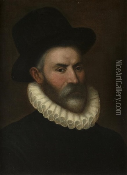 Portrait Of A Gentleman With A Black Headdress Oil Painting - Uriele Gatti