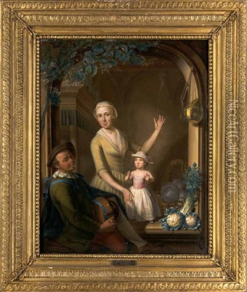 Frau Mit Kind Und Drehorgelspieler Oil Painting - Nicolaes Reyers