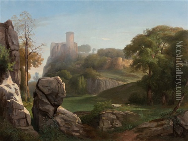 River Landscape Oil Painting - Noel Gustave