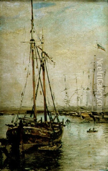 I Hamnen Oil Painting - Willem Anthonie van Deventer