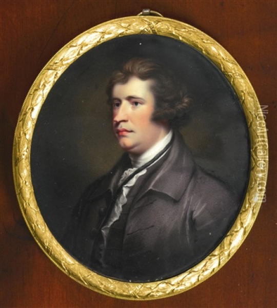 A Miniature Of The Hon. Edmund Burke Oil Painting - Henry Spicer