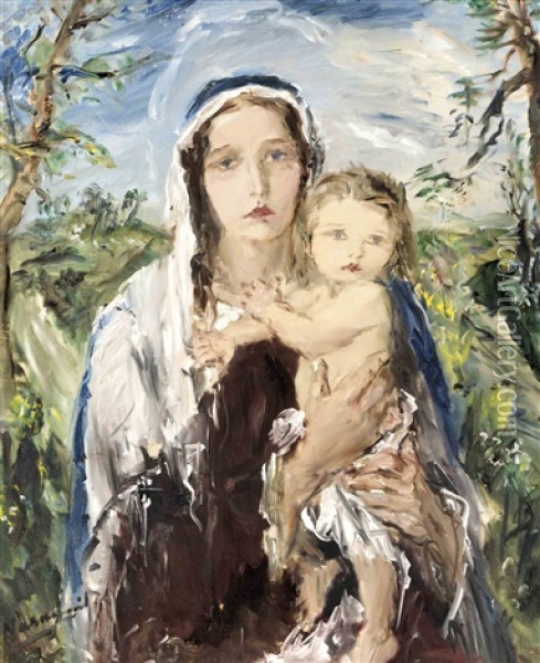 Madonna Mit Dem Christusknaben Oil Painting - Aurel Naray