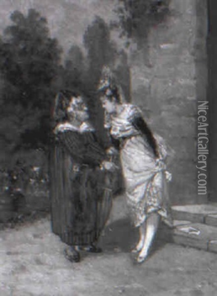 Madchen Und Kupplerin Oil Painting - Gustave Mascart