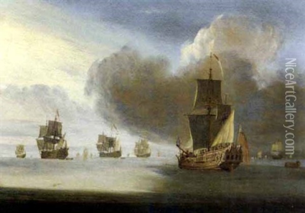 Velieri Oil Painting - Willem van de Velde the Elder
