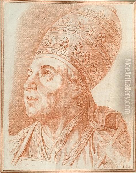 Bust Portrait Of A Pope Oil Painting - Jean Francois De Neufforge