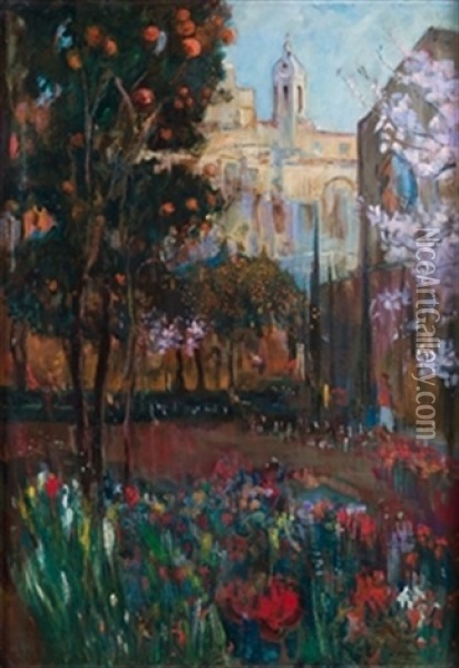 Jardin Casa Mir, Vilanova Oil Painting - Joaquin Mir Trinxet