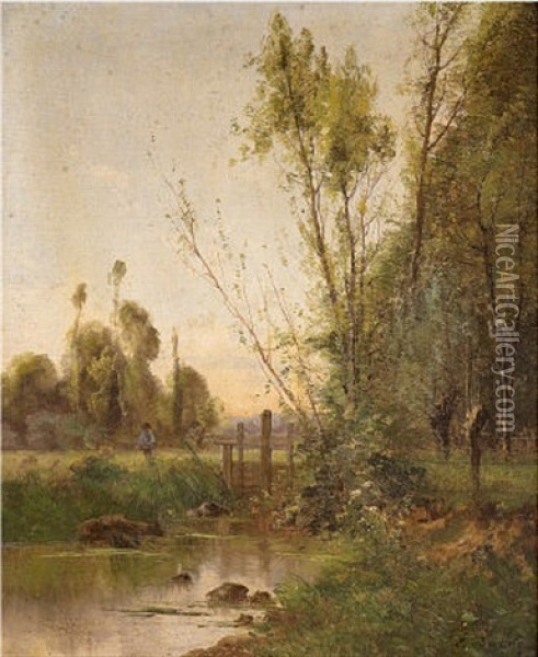 Landschaft Mit Fluss Oil Painting - Pierre-Ernest Ballue