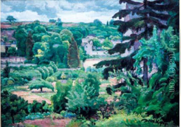 Paysage De Touraine Oil Painting - David O. Widhopff