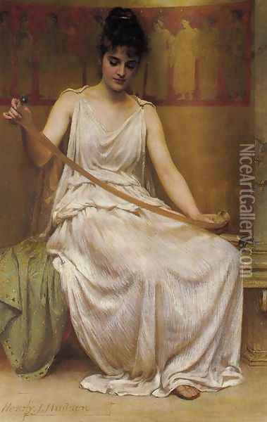 Neaera Reading a Letter from Catullus Oil Painting - Henry John Hudson