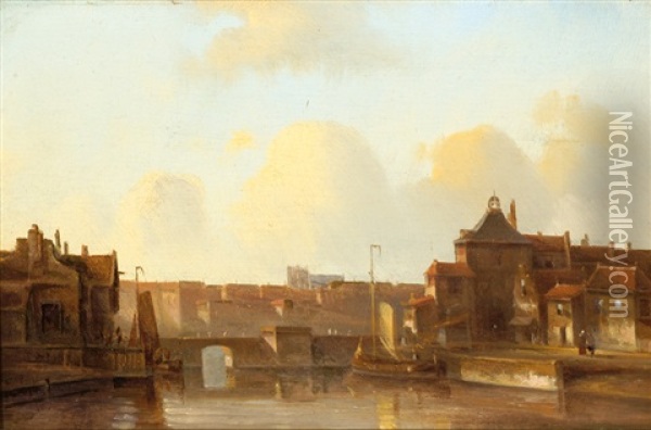 View Of A City By The Water Oil Painting - Kasparus Karsen