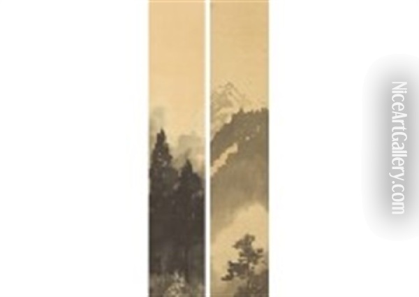 Landscape (2 Scrolls) Oil Painting - Hiroshi Yoshida