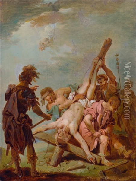 Die Kreuzigung Des Heiligen Petrus Oil Painting - Johann Conrad Seekatz