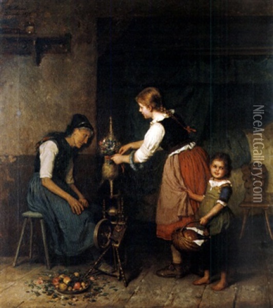 Grossmutters Geburtstag Oil Painting - Minna (Henriette Wilhelmine) Heeren