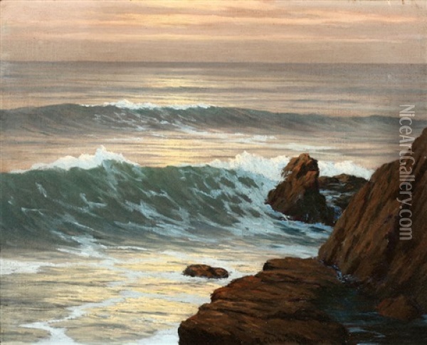 Veils Of Evening, Laguna Coast Oil Painting - Roi Clarkson Colman