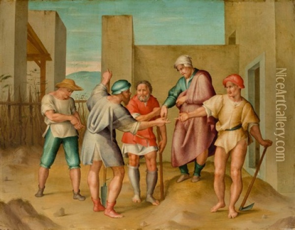 The Payment Of The Workers In The Lord's Vineyard, So-called Parable Of The Workers In The Vineyard Oil Painting - Pier Francesco Di Jacopo Foschi