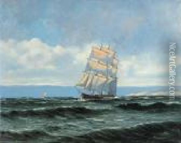 Untitled - Ship At Sea Oil Painting - Willy Bille