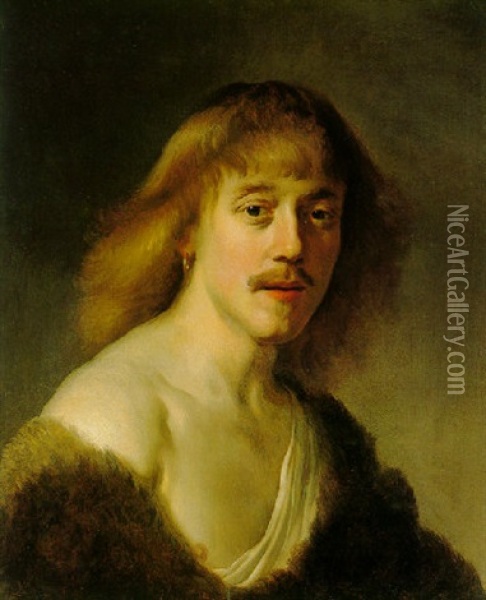 A Self-portrait As An Arcadian Shepherd Oil Painting - Jacob Adriaensz de Backer