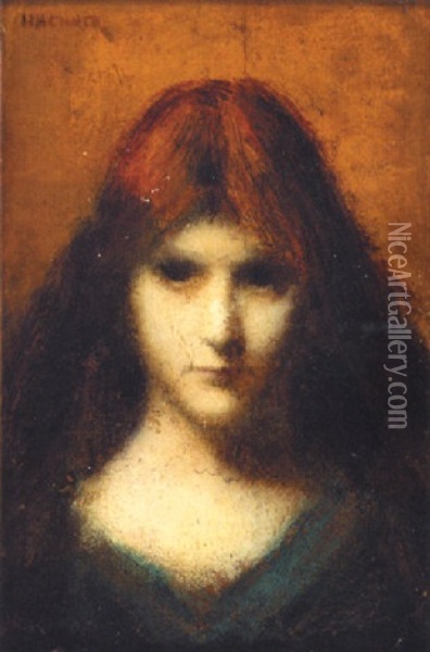 Head Of A Girl Oil Painting - Jean Jacques Henner