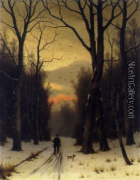 Heimkehrender Jager In Einer Winterlandschaft Oil Painting - Eduard Hein