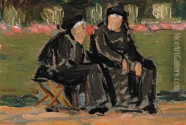 Dans Le Jardin De Luxembourg Oil Painting - Clarence Alphonse Gagnon