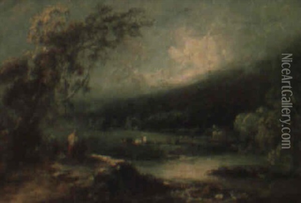 A River Lanscape With Cattle Oil Painting - Benjamin (of Bath) Barker