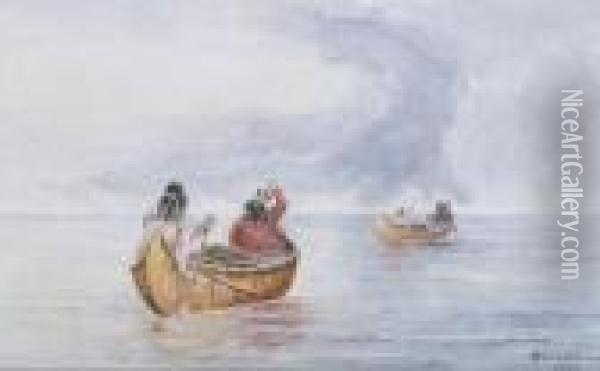 Ojibwa Crossing Lake Nipissing With Cargo Of Furs Oil Painting - Frederick Arthur Verner