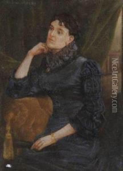 Femme Pensive Oil Painting - Almery Lobel-Riche
